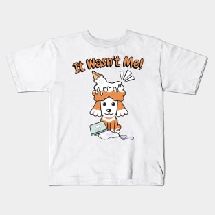 Funny poodle got caught stealing ice cream Kids T-Shirt